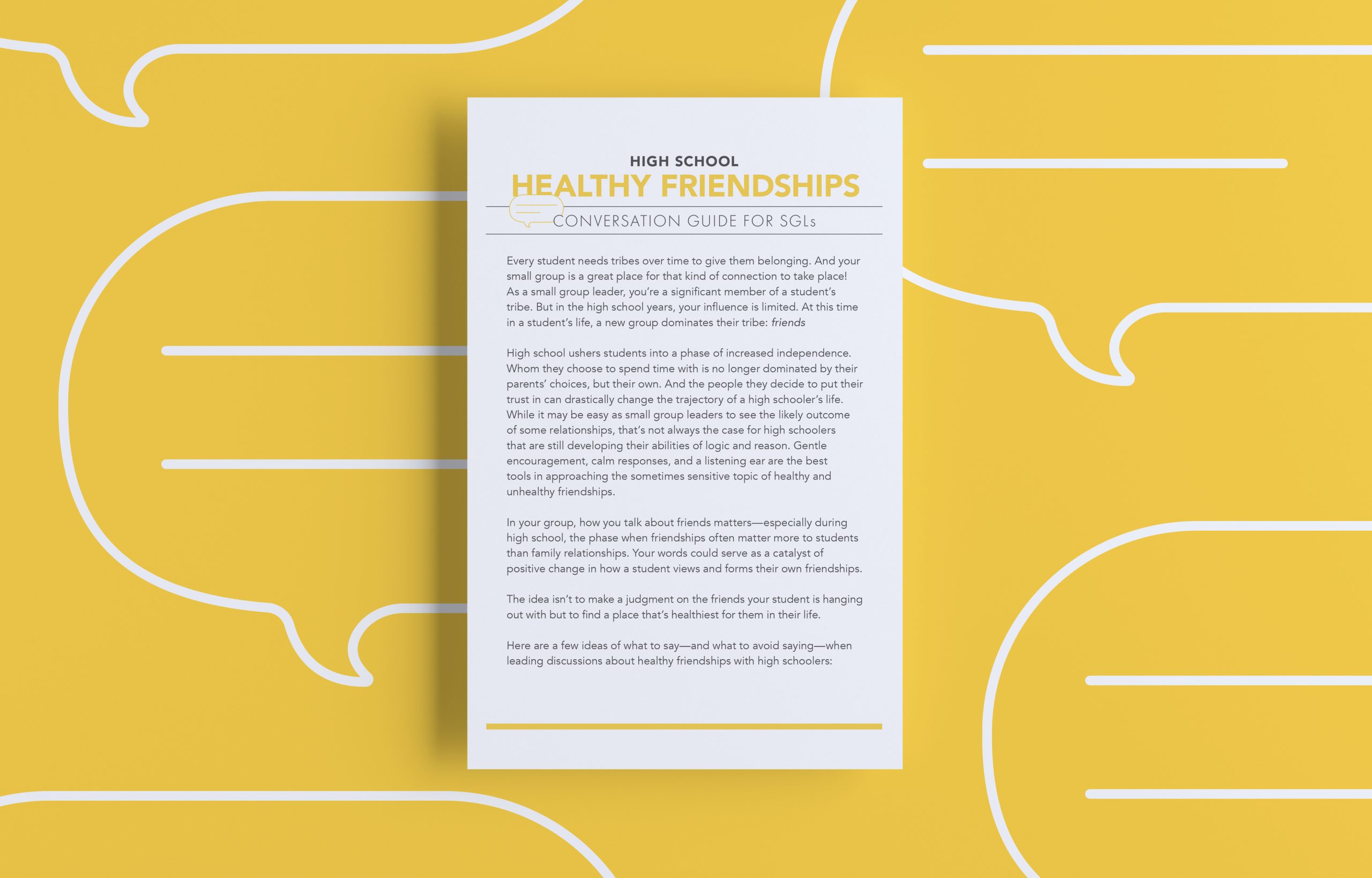 Small Group Leader Conversation Guide: Healthy Friendships