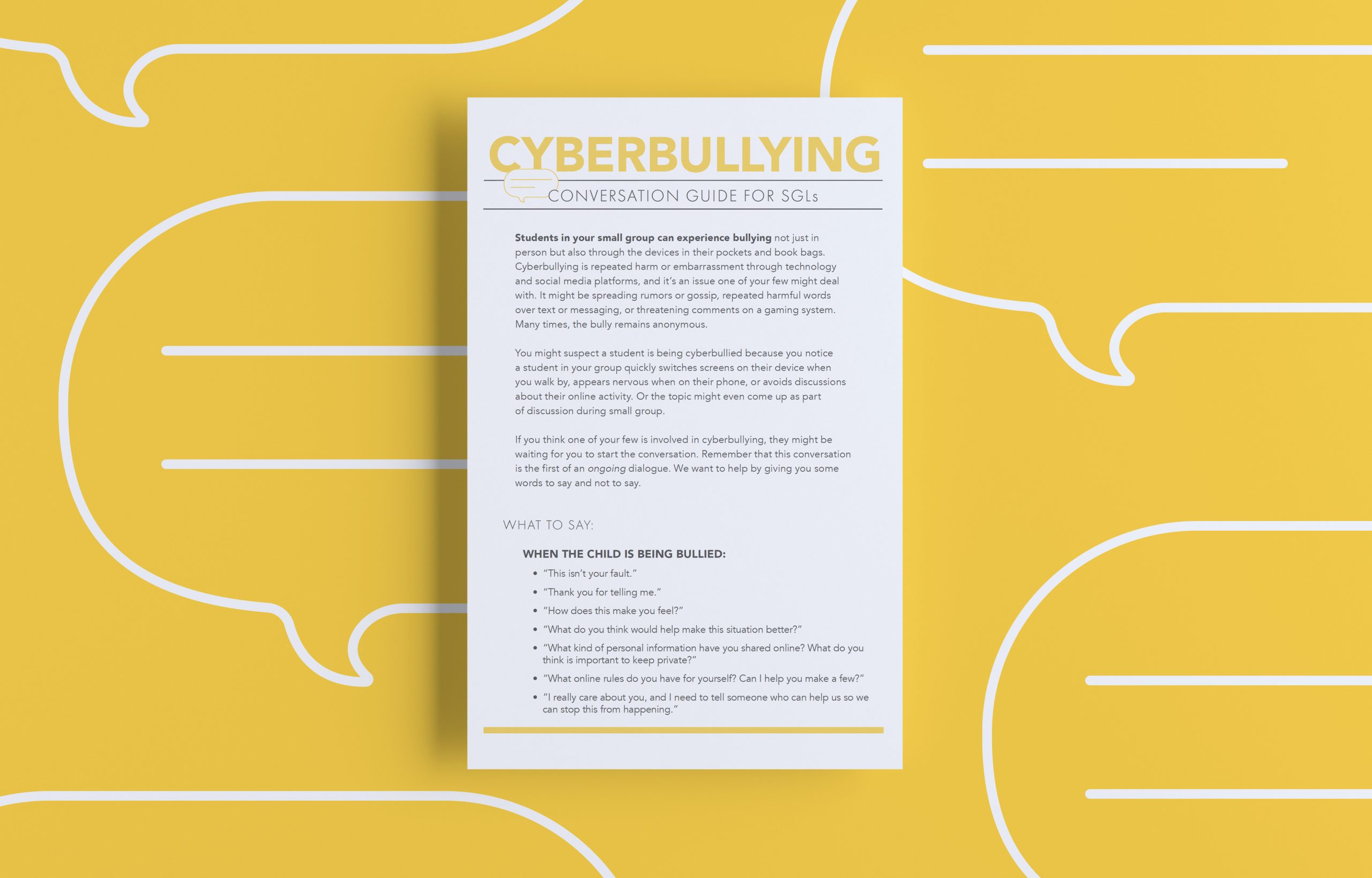Small Group Leader Conversation Guide: Cyberbullying