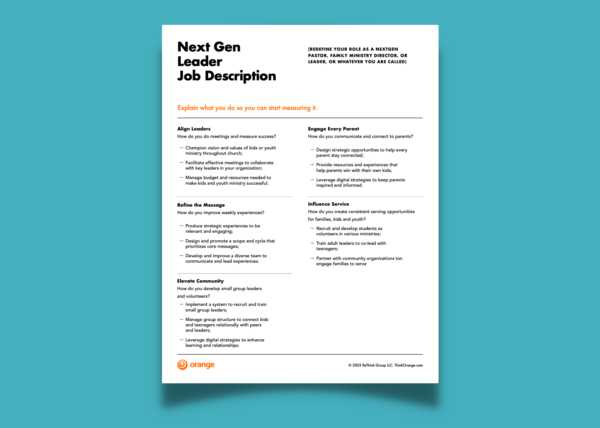 church job description template