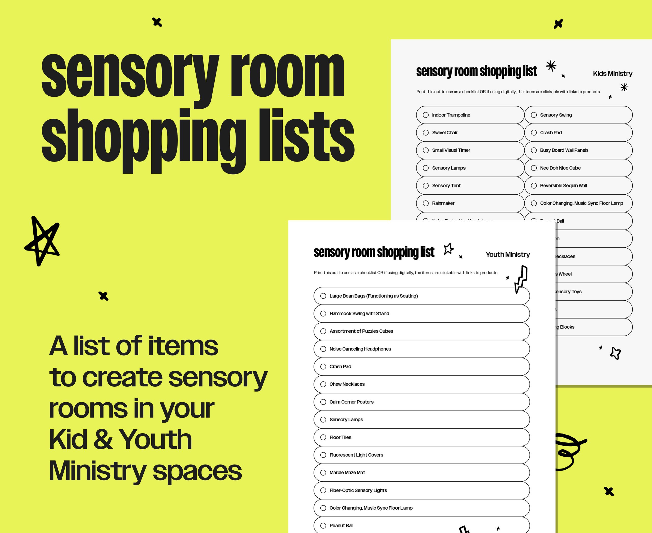 Sensory Room Shopping Lists